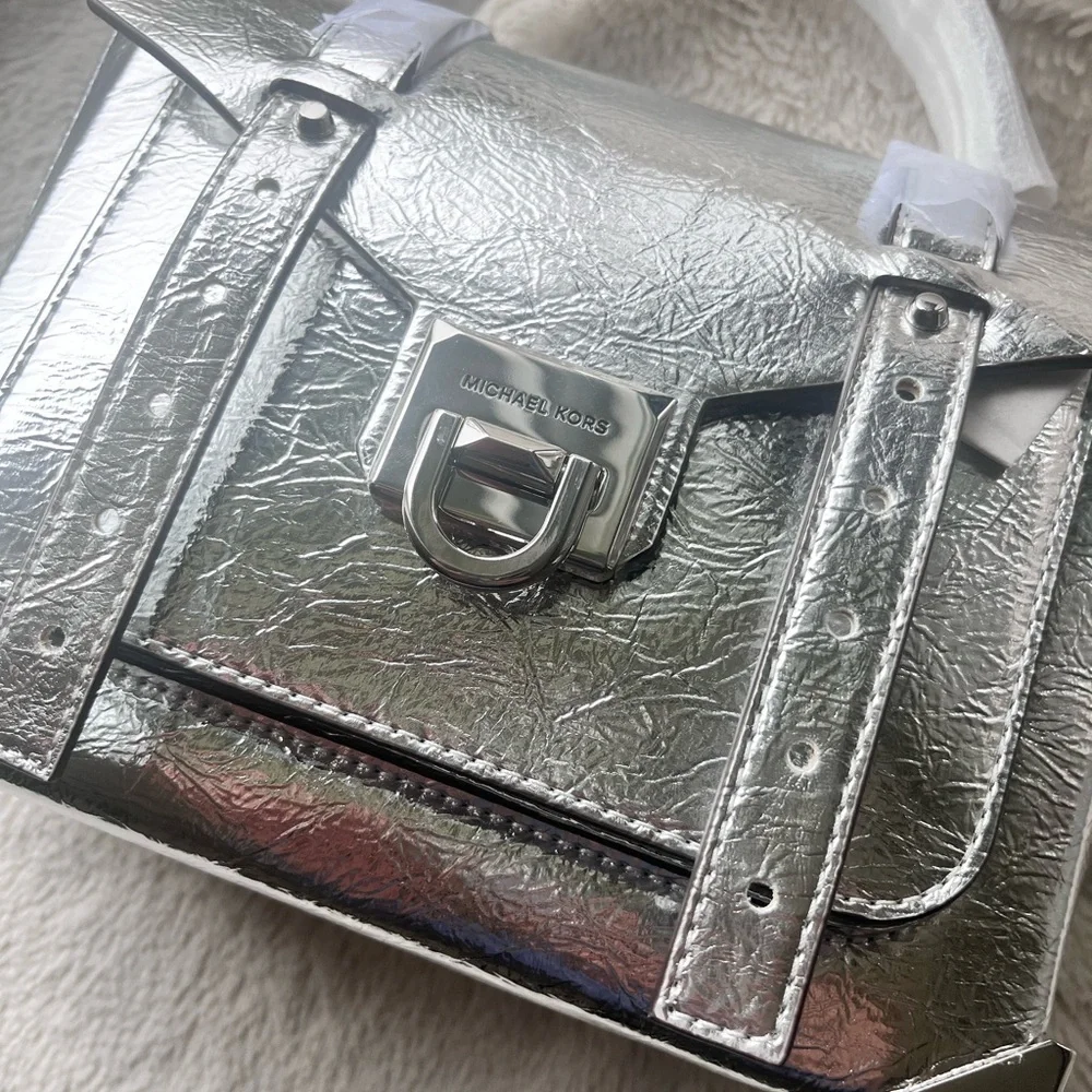 Michael Kors Metallic Silver Satchel - Picture 3 of 11